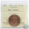 Image 1 : 1-cent 1901 ICCS Certified MS-65 Red; Landon