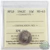 Image 1 : Newfoundland 10-cent 1942C ICCS Certified MS-63