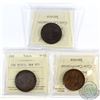 Image 2 : Lot of 3x ICCS Certified Nova Scotia Tokens, CH# NS3C2 F-12, NS3D1 VF-20, & NS12 VF-20. 3pcs.