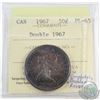 Image 1 : 1967 Canada 50-cent Double 1967 ICCS Certified PL-65. Completely doubled reverse with nice toning on