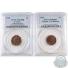 Image 1 : 1948 Canada 1-cent A to Denticle & 1948 A Between Denticles PCGS Certified MS-64 Red Brown. 2pcs
