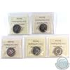 Image 2 : Lot of 5x Canada 25-cent ICCS Certified - 2000 Pride Colour MS-66 NBU, 2000 Freedom MS-66 NBU, 2000 