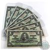 Image 1 : Estate Lot of 6x 1937 $1.00 Banknotes with Gordon-Towers Signatures. 6pcs