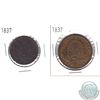 Image 1 : Pair of Quebec Bank Tokens: 1837 LC-9B4 One Penny Token VF & 1837 LC-8A2 Half Penny Token EF. 2pcs