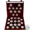 Image 1 : 1980 Moscow Olympic Silver 5 Roubles & 10 Roubles 28-coin Set in original leatherette Display. Set c