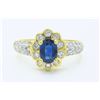 Image 1 : 18KT Yellow Gold Blue Sapphire and Diamond Ring
