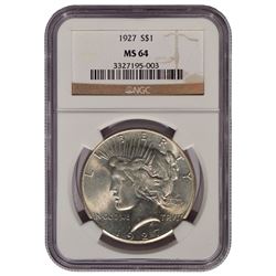 1927 $1 Peace Silver Dollar Coin NGC MS64