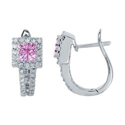 14KT White Gold 0.57ctw Pink Sapphire and Diamond Earrings