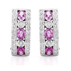 14KT White Gold 1.54ctw Pink Sapphire and Diamond Earrings