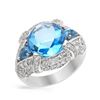14KT White Gold 8.34ct Blue Topaz and Diamond Ring