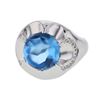 14KT White Gold 9.64ct Blue Topaz and Diamond Ring