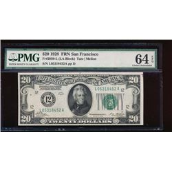 1928 $20 San Francisco Federal Reserve Note PMG 64EPQ