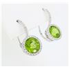 Image 3 : 14KT White Gold 5.96ctw Peridot and Diamond Earrings