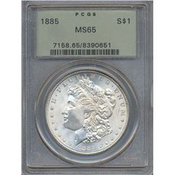 1885 $1 Morgan Silver Dollar Coin PCGS MS65