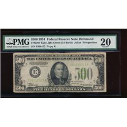 1934 $500 Richmond Federal Reserve Note PMG 20