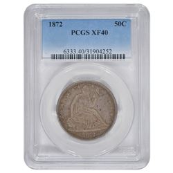 1872 Seated Liberty Half Dollar Coin PCGS XF40