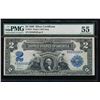 Image 1 : 1899 $2 Mini Porthole Silver Certificate PMG 55