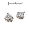 Image 2 : 14KT White Gold 9.10ctw Multi Color Sapphire and Diamond Earrings