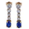 Image 1 : 10KT Yellow Gold 1.12ctw Blue Sapphire and Diamond Earrings