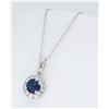 Image 2 : 14KT White Gold 0.39ct Blue Sapphire and Diamond Pendant with Chain