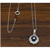 Image 4 : 14KT White Gold 0.39ct Blue Sapphire and Diamond Pendant with Chain