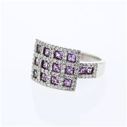 14KT White Gold 1.36ctw Sapphire and Diamond Ring