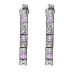 14KT White Gold 0.57ctw Pink Sapphire and Diamond Earrings