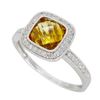 Image 2 : 14KT White Gold 1.47ct Citrine and Diamond Ring