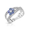 Image 1 : 14KT White Gold 0.48ctw Blue Sapphire and Diamond Ring