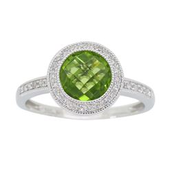 14KT White Gold 1.46ct Peridot and Diamond Ring