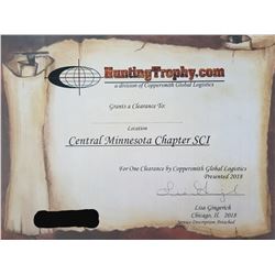 TROPHY CLEARANCE CERTIFICATE