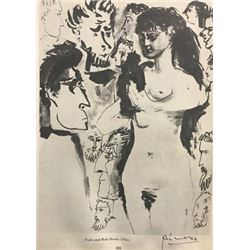 Nude and Male Heads - Pablo Picasso Lithograph