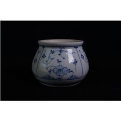 Early Germany messen blue and white jar.