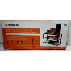 ALLSPACE 3-SHELF STACKABLE SHOE AND BOOT RACK