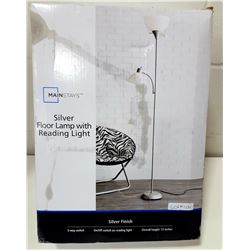 SILVER FLOOR LAMP WITH READING LIGHT