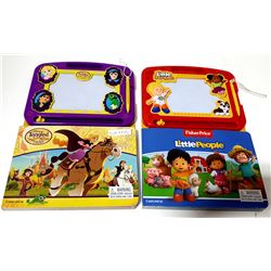 TWO KIDS BOOKS WITH DOODLE BOARDS-DISNEY AND FISHER PRICE