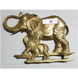 VINTAGE BRASS ELEPHANT WALL PLAQUE