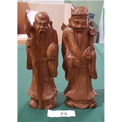 2 CARVED WOOD ASIAN FIGURES