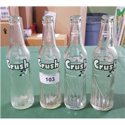 4 VINTAGE ORANGE CRUSH POP BOTTLES