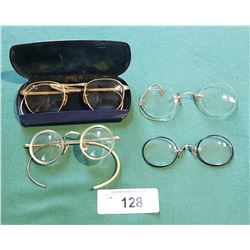 4 PAIRS VINTAGE/ANTIQUE EYE GLASSES