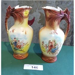 PAIR VICTORIAN PORCELAIN PITCHERS