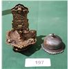 Image 1 : VINTAGE RECEPTION BELL & ORNATE HEAVY COPPER MATCHBOX HOLDER