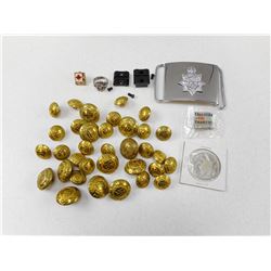 ASSORTED BUTTONS PINS & BUCKLE