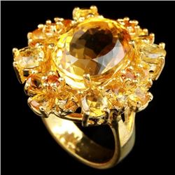 NATURAL 14X11 MM. OVAL ORANGISH YELLOW CITRINE Ring