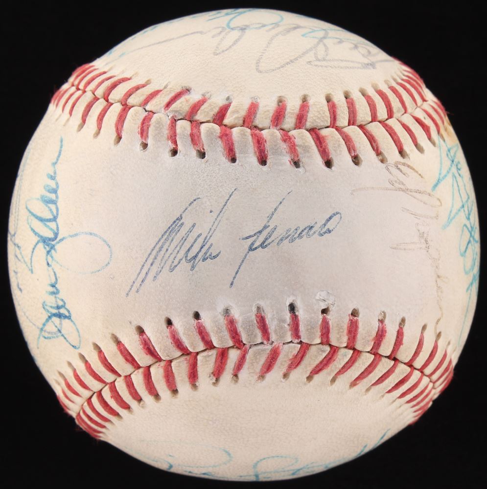 Cleveland Indians Logo Baseball Signed By 16 With Rick Sutcliffe Dan Spillner Mike Fischlin Mik