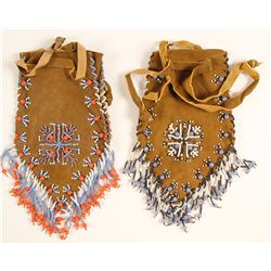 2 Native American Beaded Pouches