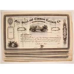 Fort Street and Elmwood Railway Company Stock Certificates