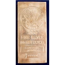 Sunshine Mining 100 Tr Oz Silver Bar