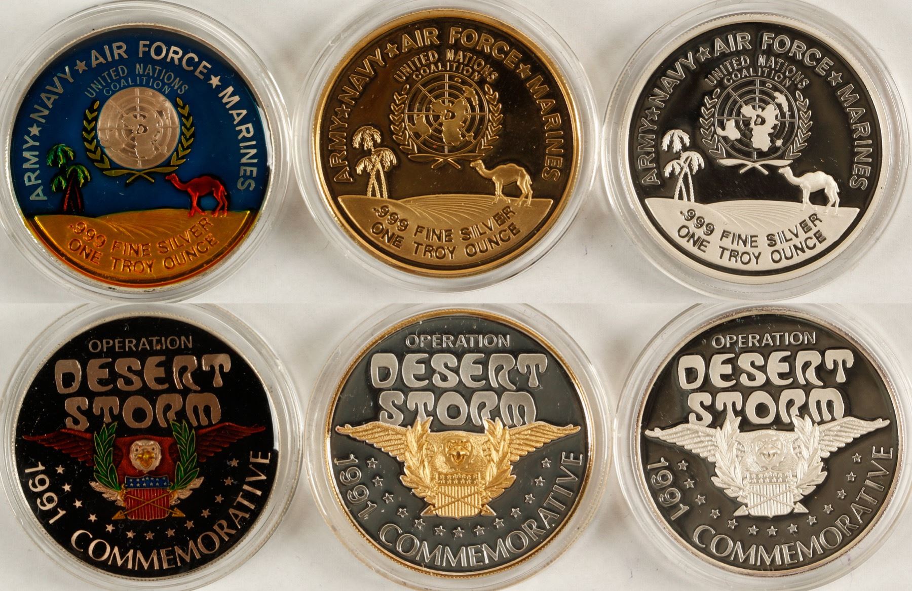 Operation Desert Storm Silver Medallions Set Of 3 Operation Desert Storm Silver Medallions Set Of 3