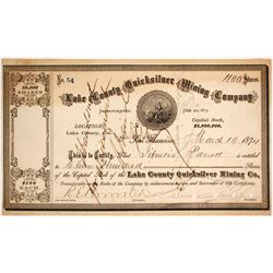 Lake County Quicksilver MIning Company Stock
